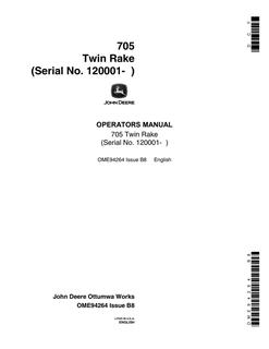 John Deere 705 Twin Rake Twin rake Operator manual OME94264 — actual manual cover