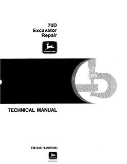 John Deere 70D Excavator Repair technical manual TM1408 — actual manual cover
