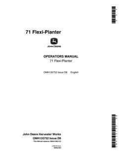 John Deere 71 Flexi-Planter Planter Operator manual OMH135752 — actual manual cover