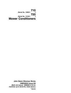 John Deere 710, 720 Mower-Conditioner Operator Manual OME95633 — actual manual cover