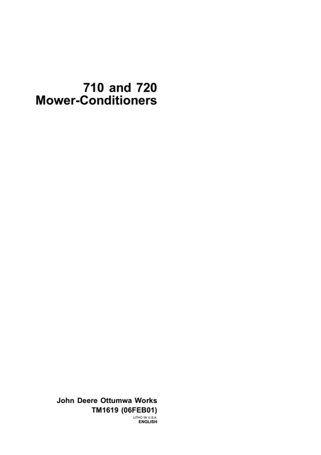 John Deere 710, 720 Mower-Conditioner Technical Manual TM1619 — actual manual cover