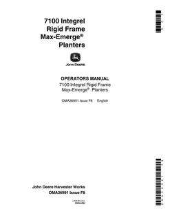 John Deere 7100 Integrel Rigid Frame Max-Emerge planter operator manual OMA36991 Issue F8 — actual manual cover