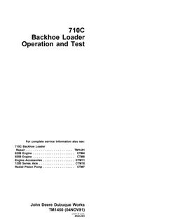John Deere 710C Backhoe Loader Operation and Test Technical Manual TM1450 — actual manual cover