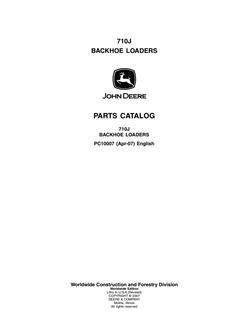 John Deere 710J Backhoe loader Parts catalog PC10007 — actual manual cover