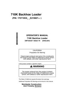 John Deere 710K Backhoe Loader Backhoe loader Operator manual OMT304357 — actual manual cover