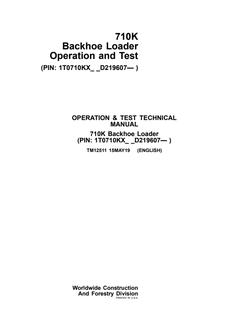 John Deere 710K Backhoe loader Operation and test manual TM12511 — actual manual cover