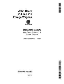 John Deere 714, 716 Forage wagon Operators manual OMW21405 — actual manual cover