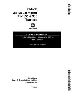 John Deere 72-Inch; 855 and 955 tractors Mid-mount mower Operator's manual OMM93936 — actual manual cover