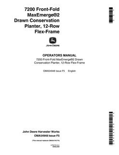 John Deere 7200 Front-Fold MaxEmerge 2 Drawn Conservation Planter 12-Row Flex-Frame Planter Operator manual OMA54948 — actual manual cover