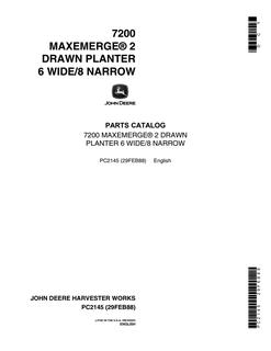 John Deere 7200 MaxEmerge 2; 6 wide/8 narrow Drawn planter Parts catalog PC2145 — actual manual cover