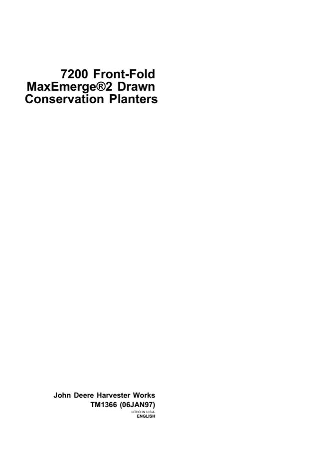John Deere 7200 Planter Technical Manual TM1366 — actual manual cover