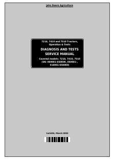 John Deere 7210, 7410, 7510 Tractor Diagnosis And Tests Service Manual TM1654 — actual manual cover