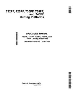 John Deere 722PF, 725PF, 730PF, 735PF, and 740PF Cutting Platforms European Edition Cutting platform Operator manual OM5ZN54607 — actual manual cover