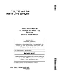 John Deere 724, 732, and 740 Trailed Crop Sprayers European Version Trailed crop sprayer Operator manual OMWZ72401 — actual manual cover
