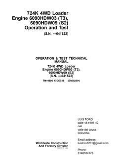 John Deere 724K 4WD loader Operation and test manual TM10696 — actual manual cover