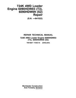 John Deere 724K 4WD Loader Repair Technical Manual TM10697 — actual manual cover