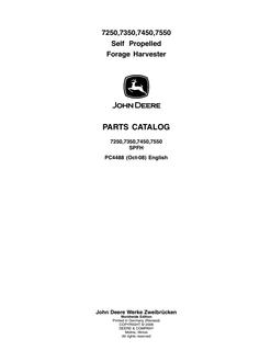 John Deere 7250, 7350, 7450, 7550 Self-propelled forage harvester Parts catalog PC4488 — actual manual cover