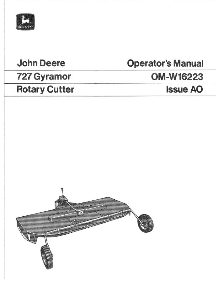 John Deere 727 Gyramor Rotary Cutter Rotary cutter Operator manual OM-W16223 — actual manual cover