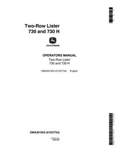 John Deere 730, 730 H Lister Operator Manual OMA301054 — actual manual cover