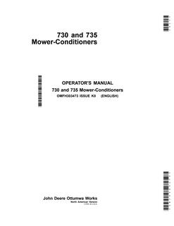 John Deere 730 and 735 Mower-Conditioners North American Version Mower-conditioner Operator manual OMFH303473 — actual manual cover