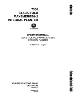 John Deere 7300 Planter Operator Manual OMA54958 — actual manual cover
