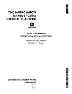 John Deere 7340 Planter Operator Manual OMA54962 — actual manual cover