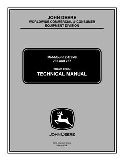 John Deere 737, 757 Mid-Mount Z-Trak Mower Technical Manual TM2003 — actual manual cover