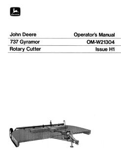 John Deere 737 Gyramor Rotary Cutter Rotary cutter Operator manual OM-W21304 — actual manual cover