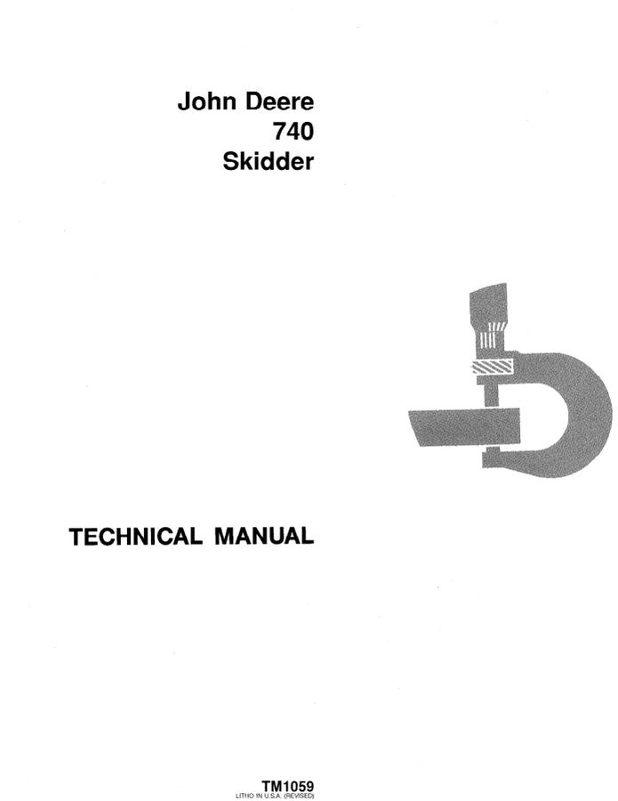 John Deere 740 Skidder Technical Manual TM1059 — actual manual cover