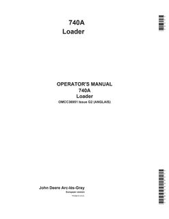 John Deere 740A Loader European Version Loader Operator manual OMCC36951 — actual manual cover