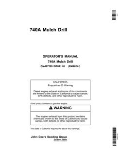 John Deere 740A Mulch Drill European Edition Mulch drill Operator manual OMA87199 — actual manual cover
