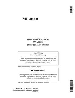 John Deere 741 Loader Operator Manual OMW50425 — actual manual cover