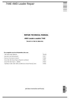 John Deere 744E Loader Repair Technical Manual TM1455 — actual manual cover