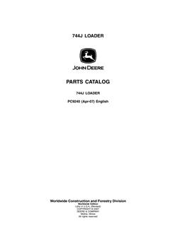 John Deere 744J Loader Parts catalog PC9240 — actual manual cover