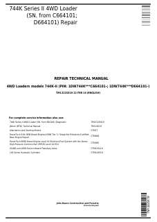 John Deere 744K Series II 4WD loader Repair Technical Manual TM13225X19 — actual manual cover