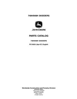 John Deere 748H, 848H Skidder Parts catalog PC10033 — actual manual cover