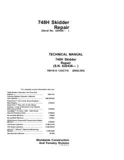 John Deere 748H Skidder Repair technical manual TM11813 — actual manual cover