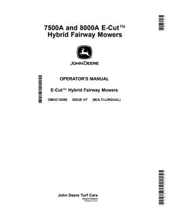 John Deere 7500A and 8000A E-Cut Hybrid Fairway Mowers Export Edition Fairway mower Operator manual OMUC15590 — actual manual cover