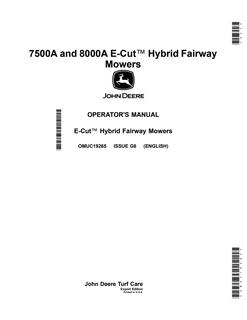 John Deere 7500A and 8000A E-Cut Hybrid Fairway Mowers Export Edition Fairway mower Operator manual OMUC19265 — actual manual cover
