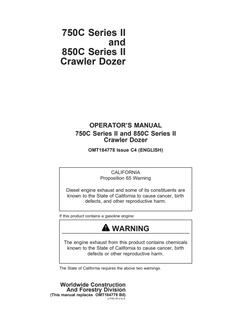 John Deere 750C and 850C Series II Crawler Dozers Crawler dozer Operator manual OMT184778 — actual manual cover