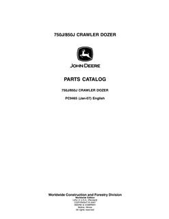 John Deere 750J and 850J Crawler dozer Parts catalog PC9465 — actual manual cover