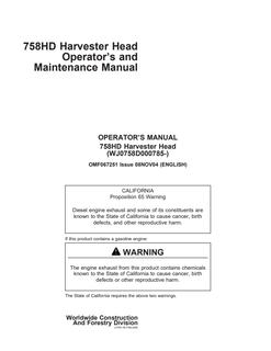 John Deere 758HD Harvester Head Harvester head Operator and maintenance manual OMF067251 — actual manual cover