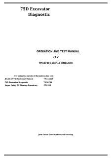 John Deere 75D Excavator Diagnostic Operation and Test Manual TM10748 — actual manual cover