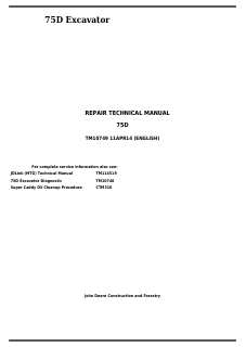 John Deere 75D Excavator Repair Technical Manual TM10749 — actual manual cover