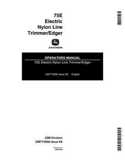 John Deere 75E Electric Nylon Line Trimmer/Edger Trimmer/edger Operator manual OMTY3856 — actual manual cover