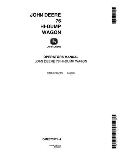 John Deere 76 Hi-dump wagon Operator's manual OME57327 — actual manual cover