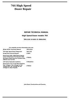 John Deere 764 Dozer Repair Technical Manual TM11193 — actual manual cover