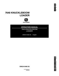 John Deere 7640 Knuckleboom Loader Knuckleboom loader Operator manual OMGA10485 — actual manual cover
