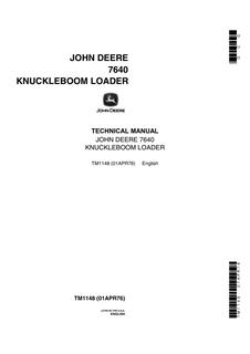 John Deere 7640 Knuckleboom loader Technical manual TM1148 — actual manual cover