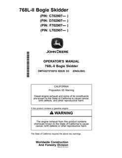 John Deere 768L-II Skidder Operator Manual OMT432727X019 — actual manual cover